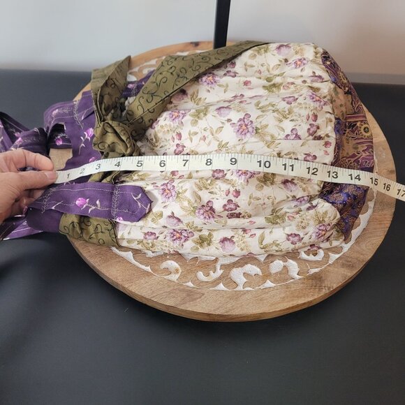 Vintage-Inspired Floral Drawstring Bag With Purple & Green Accents Cottagecore - Picture 11 of 11